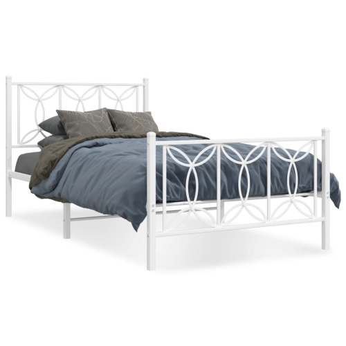 VIDAXL  Metal Bed Frame Without Mattress With Footboard 100X200Cm In White