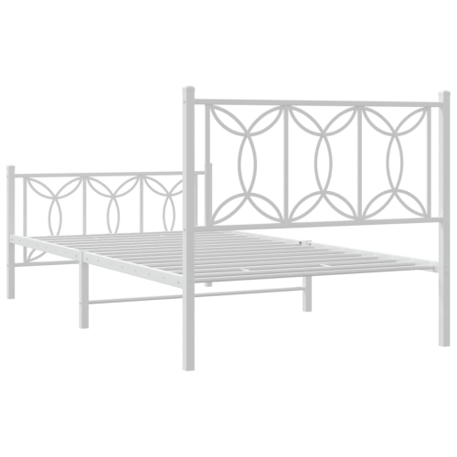 vidaXL Metal Bed Frame without Mattress with Footboard White 100x200cm
