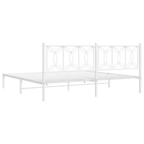 vidaXL Metal Bed Frame without Mattress with Headboard White 193x203cm