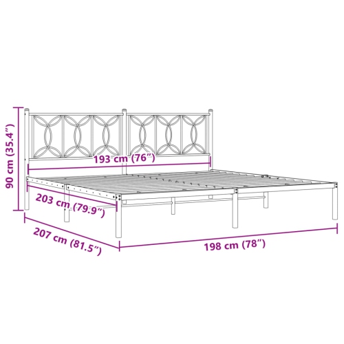 vidaXL Metal Bed Frame without Mattress with Headboard White 193x203cm
