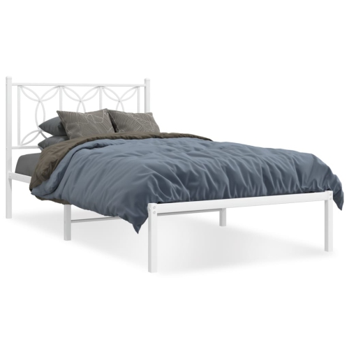 Image 1 de 6.. Cadre de lit en métal vidaXL sans matelas avec tête de lit blanc 100 x 200&nbsp;cm