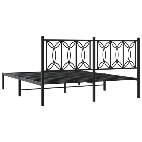 vidaXL Metal Bed Frame without Mattress with Headboard Black 150x200cm