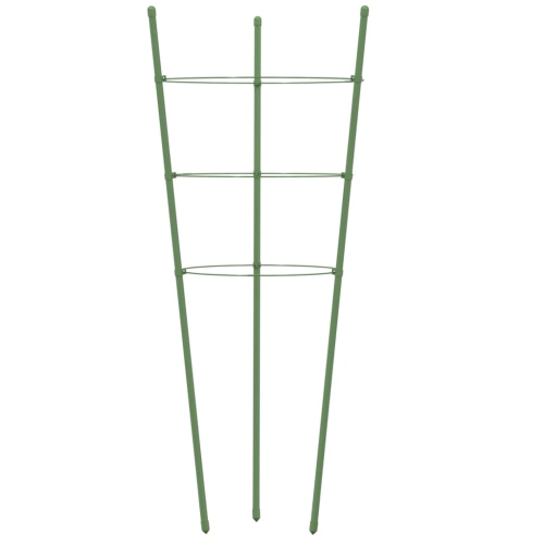 Supports de plantes de jardin vidaXL avec 3 anneaux 5 pièces en acier 60&nbsp;cm vert