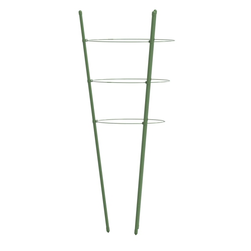 Supports de plantes de jardin vidaXL avec 3 anneaux 5 pièces en acier 60&nbsp;cm vert