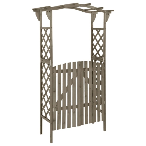 VisdaXL Pergola avec porte 116 x 40 x 40 x 40 204&nbsp;cm Gris bois massif
