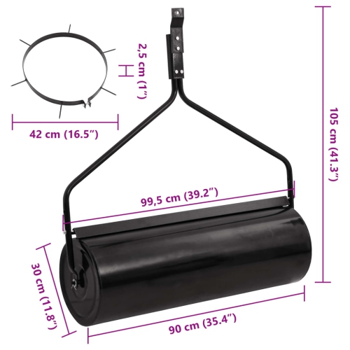 vidaXL Garden Lawn Roller Pull with Aerator Clamps Black 63 L Iron