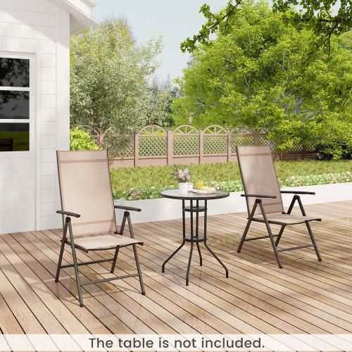 Costway 1 PCS Patio Folding Dining Chair with 7-Level Adjustable High Backrest for Garden Brown