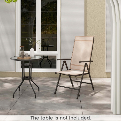 Costway 1 PCS Patio Folding Dining Chair with 7-Level Adjustable High Backrest for Garden Brown
