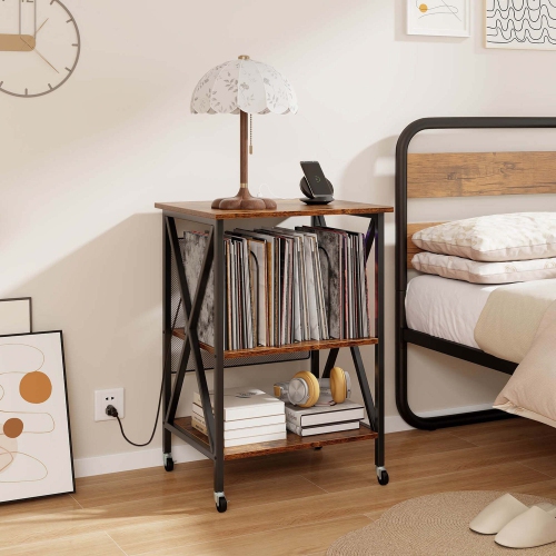 La table de rangement pour disques vinyle de Costway peut contenir jusqu'à 120 disques vinyle