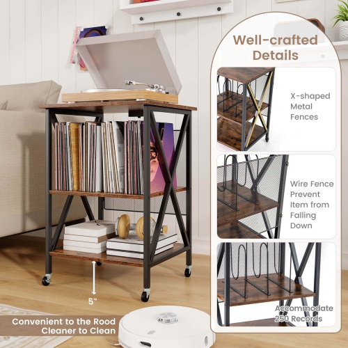 La table de rangement pour disques vinyle de Costway peut contenir jusqu'à 120 disques vinyle