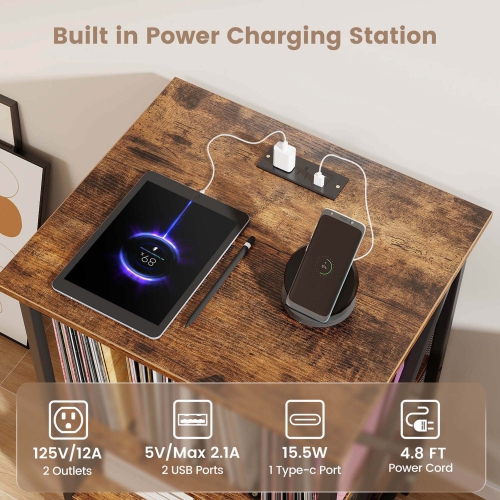 La table de rangement pour disques vinyle de Costway peut contenir jusqu'à 120 disques vinyle