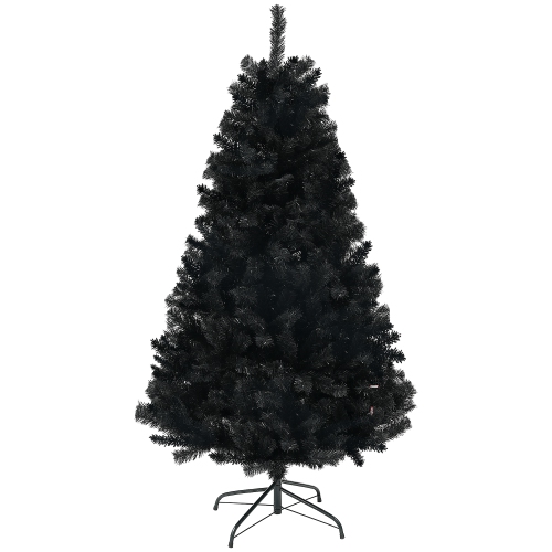 HOMCOM  6Ft Unlit Artificial Christmas Tree, Xmas Tree With 1000 Branch Tips, Auto Open And Steel Base, Holiday Decoration for Home Office In Black
