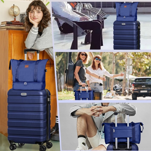 CoolHut 5 Piece Luggage Set PC ABS TSA Lock Lightweight Suitcases with 4 Universal Wheels Carry on Suitcase for Travelling, Checked, 20 24 28 in with