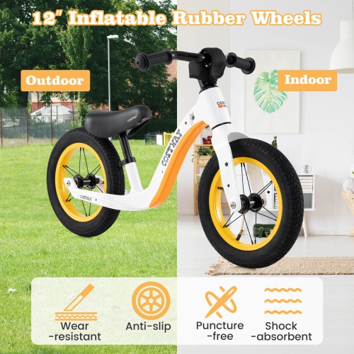 Vélo d'entraînement à pédales pour tout-petits de 12 po de Costway sans réglage de la hauteur du siège