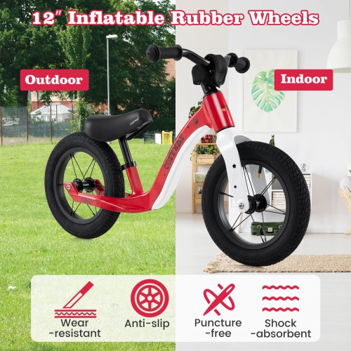 Costway 12 Inch Toddler Balance Bike No Pedal Training Bicycle withAdjustable Seat Height