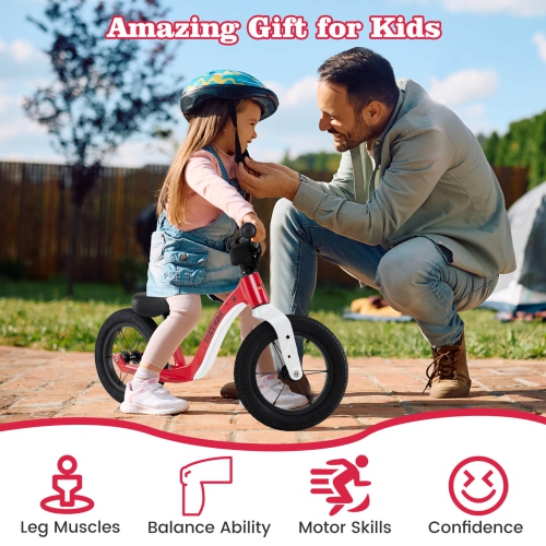 Costway 12 Inch Toddler Balance Bike No Pedal Training Bicycle withAdjustable Seat Height