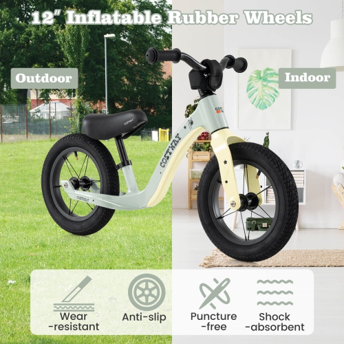 Vélo d'entraînement à pédales pour tout-petits de 12 po de Costway sans réglage de la hauteur du siège