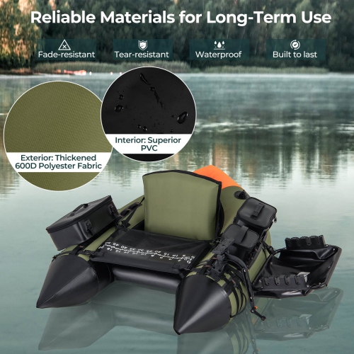 Costway Inflatable Fishing Float Tube Portable Fishing Boat with3 Detachable Storage Boxes