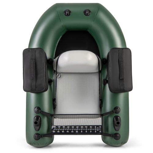 Costway Inflatable Fishing Float Tube with Fish Ruler Angling Base 2 Storage Pockets Pump