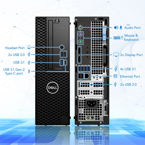 Refurbished - Dell Precision 3430 SFF Windows 11 Pro Desktop Computer PC, Intel i7 Hexa-Core 8th Gen CPU, 32GB RAM, 2TB NVMe SSD, Built-in WIFI 5
