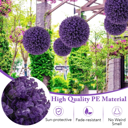 Costway 2 PCS Artificial Plant Topiary Balls with7 Layers Leaves UV Protected for Garden