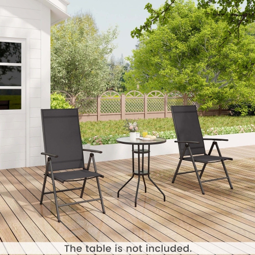 Costway 2 PCS Patio Folding Dining Chair with 7-Level Adjustable High Backrest for Garden Black