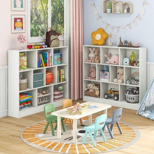 Bibliothèque à 10 cubes de Costway pour enfants rangement de jouets en bois de 41 po pour chambre d'enfant