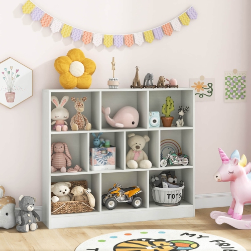 Bibliothèque à 10 cubes de Costway pour enfants rangement de jouets en bois de 41 po pour chambre d'enfant
