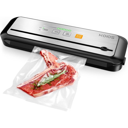 Image 1 of 8.. KOIOS 90Kpa Automatic Food Sealer with Cutter with 10pcs bags, Silver