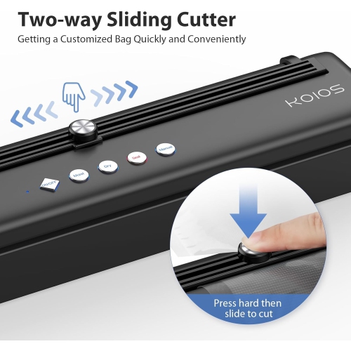 KOIOS Automatic Food Sealer Machine with Cutter, Dry & Moist Modes, with 10 Sealing Bags & Air Suction Hose