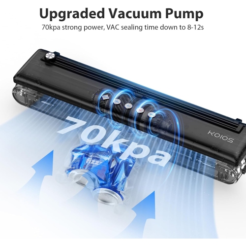 KOIOS Automatic Food Sealer Machine with Cutter, Dry & Moist Modes, with 10 Sealing Bags & Air Suction Hose