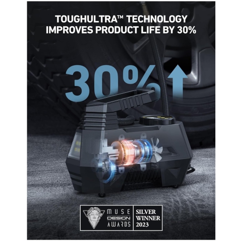 Pompe à air portable à compresseur pour pneus de voiture AstroAI - Accessoires de voiture, pompe automatique 12&nbsp;V DC avec manomètre numérique,