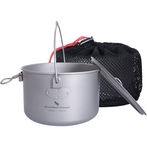 Boundless Voyage Outdoor Camping Ultralight Portable Cooking Pot Cookware 1300ML
