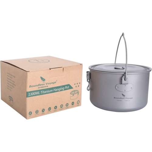 Boundless Voyage Outdoor Camping Ultralight Portable Cooking Pot Cookware 1300ML