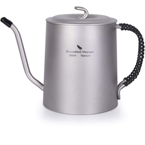 Image 1 of 7.. Boundless Voyage Titanium 800ml Kettle with Anti-scalding Handle Gooseneck