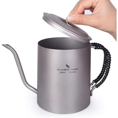 Boundless Voyage Titanium 800ml Kettle with Anti-scalding Handle Gooseneck