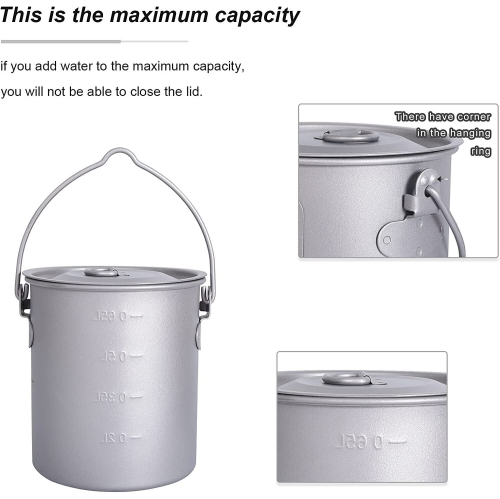 Boundless Voyage Titanium Pot Cup Mug with Lid Hook can fit in 110g gas canister