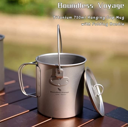 Boundless Voyage Titanium Pot Cup Mug with Lid Hook can fit in 110g gas canister