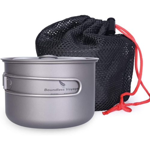 Boundless Voyage Outdoor 800ml Titanium Pot with Lid Collapsible | fits 230g gas