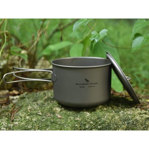 Boundless Voyage Outdoor 800ml Titanium Pot with Lid Collapsible | fits 230g gas