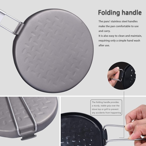 Boundless Voyage Titanium Nonstick 7.2 in Frying Pan Plate with Folding Handle