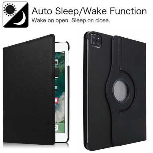 [CS] 360 Rotating PU Leather Tablet Case Smart Cover for Apple iPad Air 11" 2024, Black