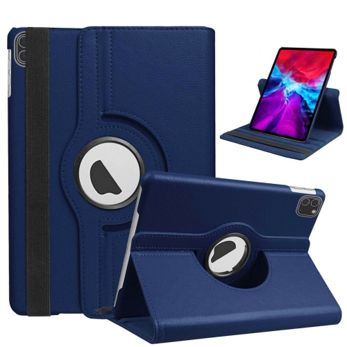 [CS] 360 – Étui en cuir de polyuréthane rotatif pour tablette Smart Cover pour Apple iPad Air 11 po 2024, bleu marine