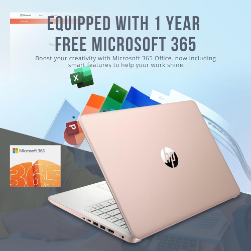 HP Stream 14" HD BrightView Laptop, Intel Celeron N4120, 416GB Storage, 16GB RAM, Intel UHD Graphics, 1 Year Office 365, Win 11 S, Gold