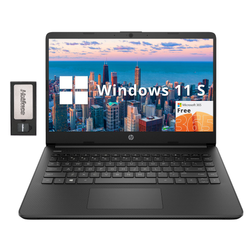 HP Stream 14" HD BrightView Laptop, Intel Celeron N4120, 416GB Storage, 16GB RAM, Intel UHD Graphics, Black, 1 Year Office 365, Win 11 S