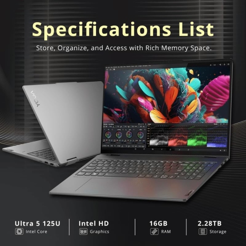 Lenovo Yoga 7i 2-in-1 16" 2K Touchscreen Laptop, Intel Ultra 5 125U, 2.28TB Storage(2TB SSD +288GB Docking Station Set), 16GB LPDDR5X, Backlit