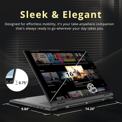 Lenovo Yoga 7i 2-in-1 16" 2K Touchscreen Laptop, Intel Ultra 5 125U, 2.28TB Storage(2TB SSD +288GB Docking Station Set), 16GB LPDDR5X, Backlit