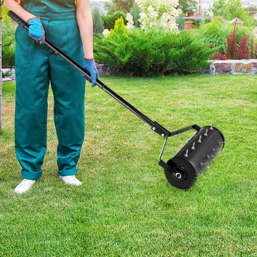 Costway 18" Manual Lawn Aerator Grass Aeration Tool Filled with Sand or Stone with Handle