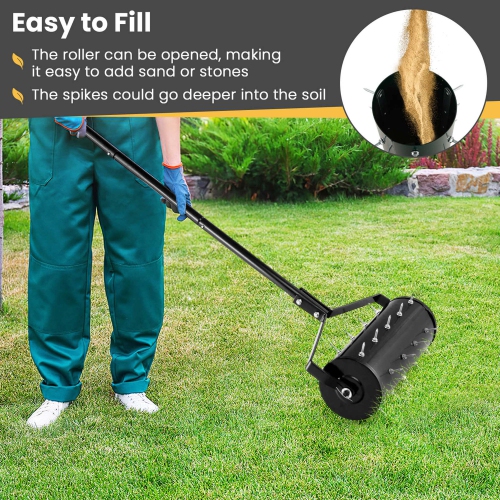 Costway 18" Manual Lawn Aerator Grass Aeration Tool Filled with Sand or Stone with Handle