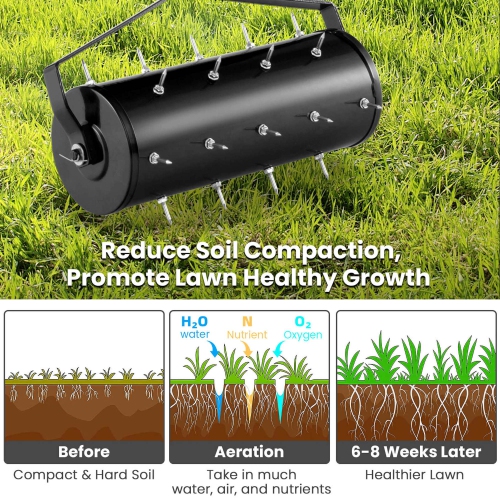 Costway 18" Manual Lawn Aerator Grass Aeration Tool Filled with Sand or Stone with Handle
